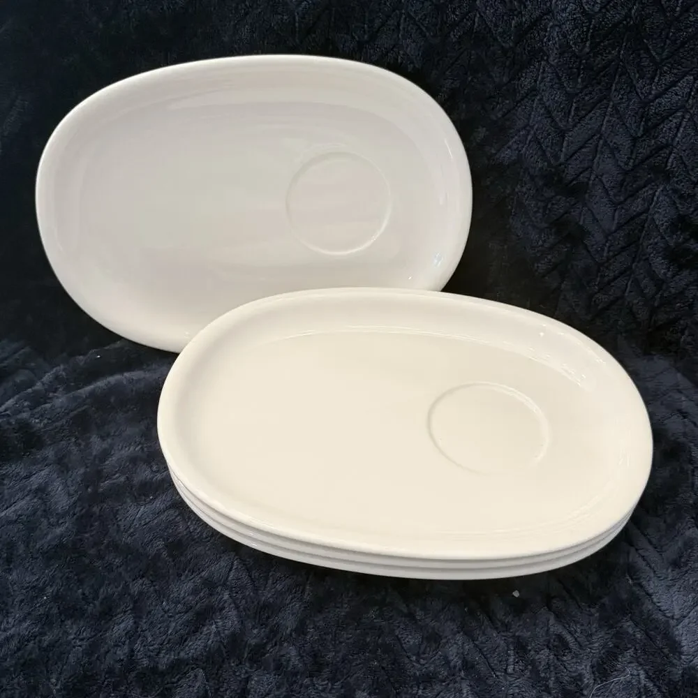 Villeroy & Boch Home Elements Snack Tray Plates White Porcelain Set of 4
